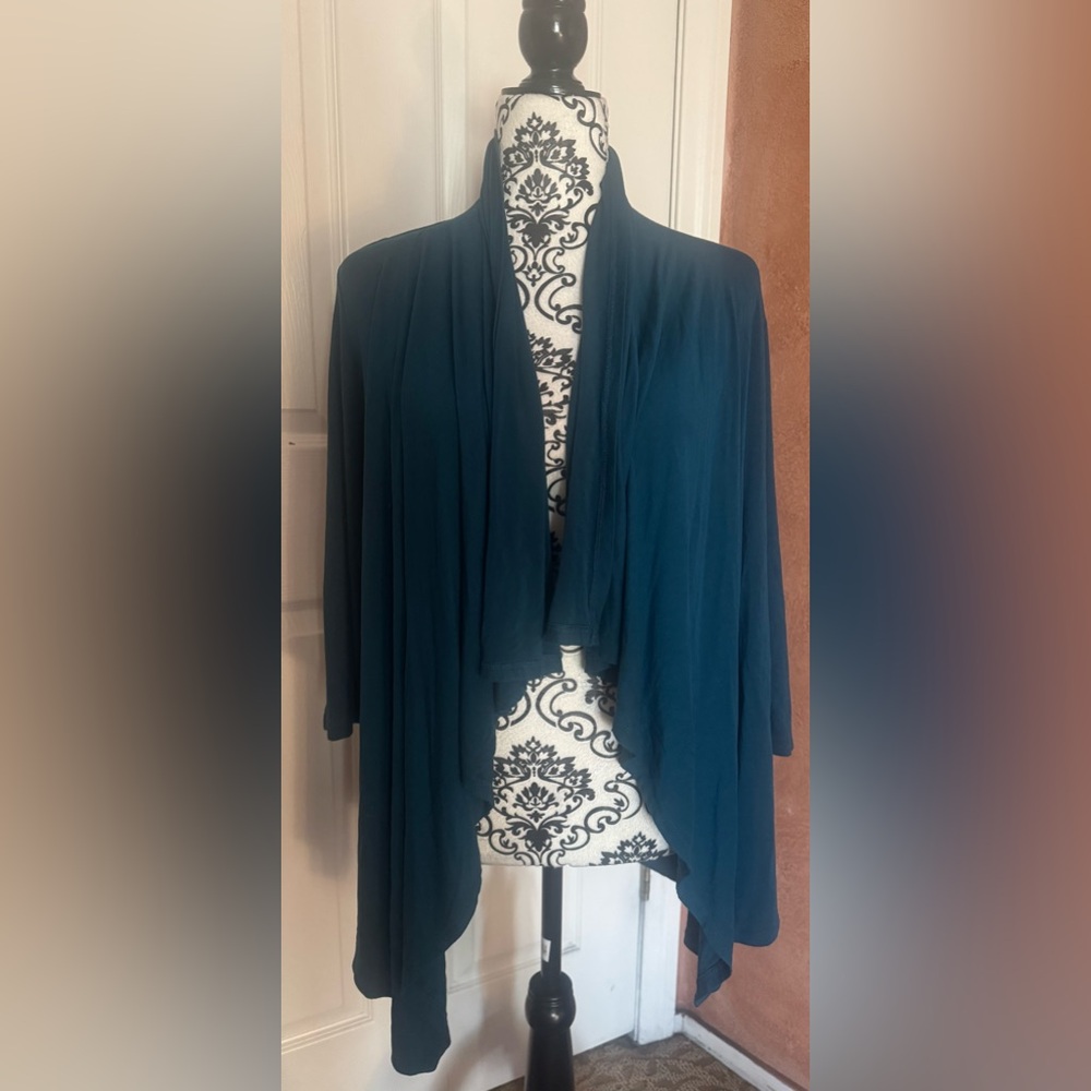 Teal Open Front Cardigan